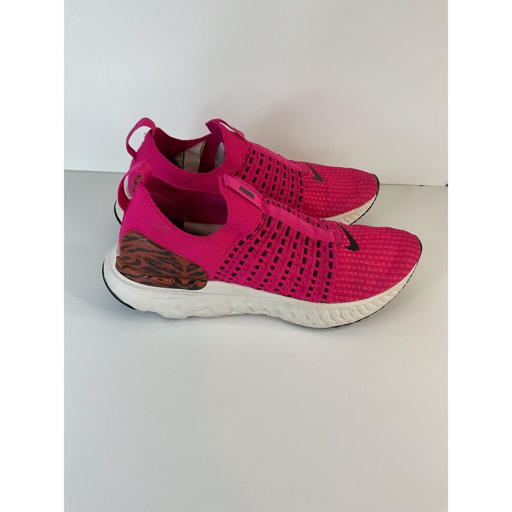 Nike React Phantom Run Flyknit 2 Women's Running Shoes Pink Prime Zebra Size 8